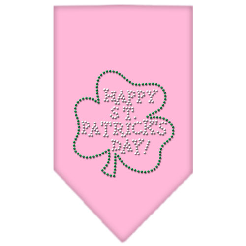 Happy St Patrick's Day Rhinestone Bandana Light Pink Large